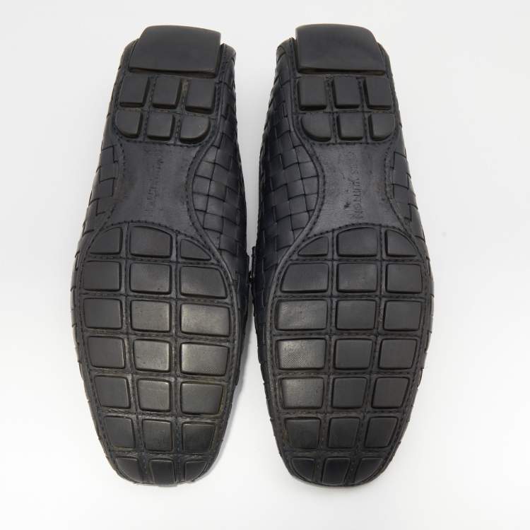 مملوكة مسبقًا Louis Vuitton Midnight Blue Woven Leather Monte Carlo Slip On Loafers Size 41
