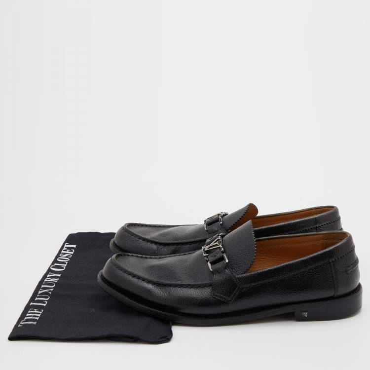 Pre Owned Louis Vuitton Black Leather Major Loafers Size 42.5