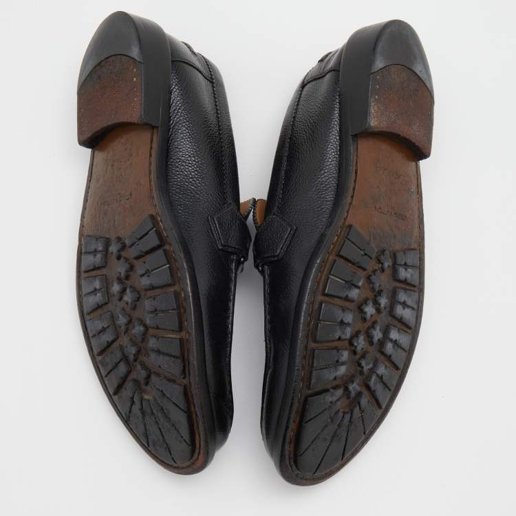 Pre Owned Louis Vuitton Black Leather Major Loafers Size 42.5