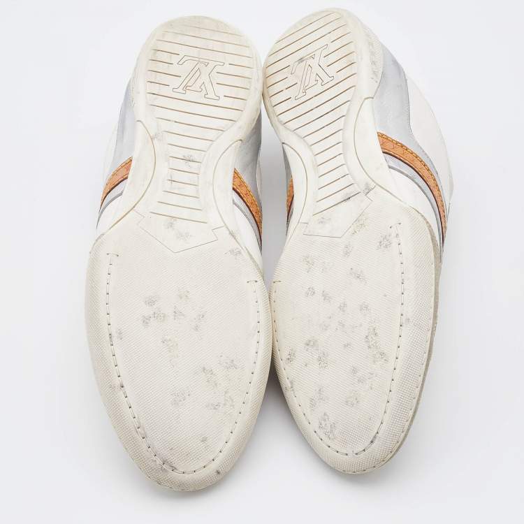 Pre Owned Louis Vuitton Tricolor Leather and Suede Low Top Sneakers Size 42.5