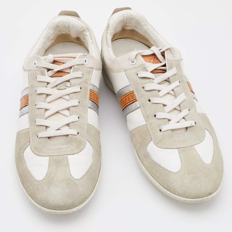 Pre Owned Louis Vuitton Tricolor Leather and Suede Low Top Sneakers Size 42.5