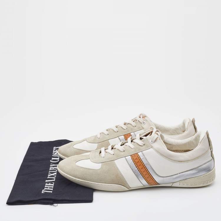 Pre Owned Louis Vuitton Tricolor Leather and Suede Low Top Sneakers Size 42.5