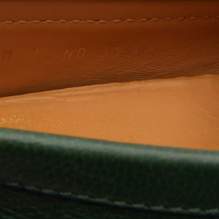Pre Owned Louis Vuitton Green Leather Monte Carlo Slip On Loafers Size 41