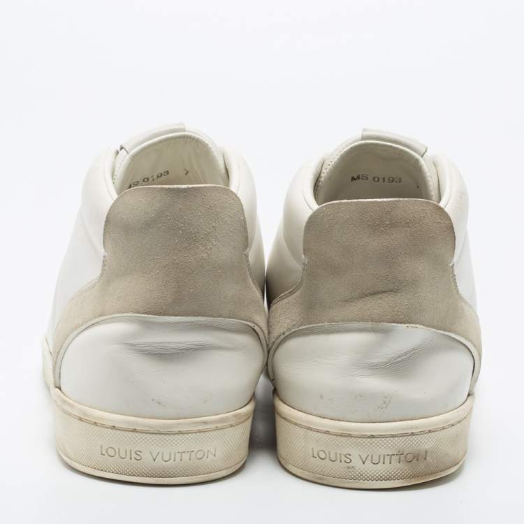 Pre Owned Louis Vuitton White Leather and Suede High Top Sneakers Size 41