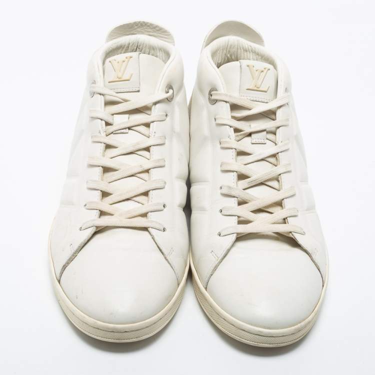 Pre Owned Louis Vuitton White Leather and Suede High Top Sneakers Size 41