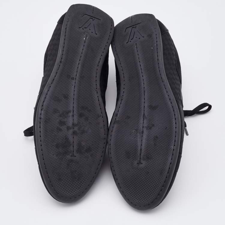 Pre Owned Louis Vuitton Black Petit Damier Canvas and Suede Vibes Low Top Sneakers Size 43