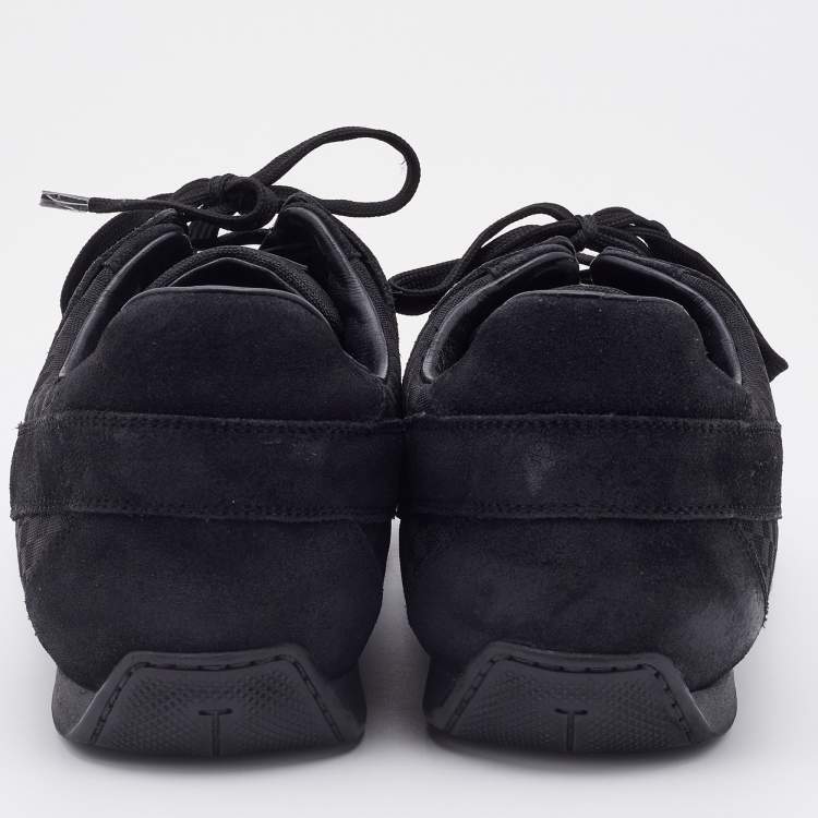 Pre Owned Louis Vuitton Black Petit Damier Canvas and Suede Vibes Low Top Sneakers Size 43
