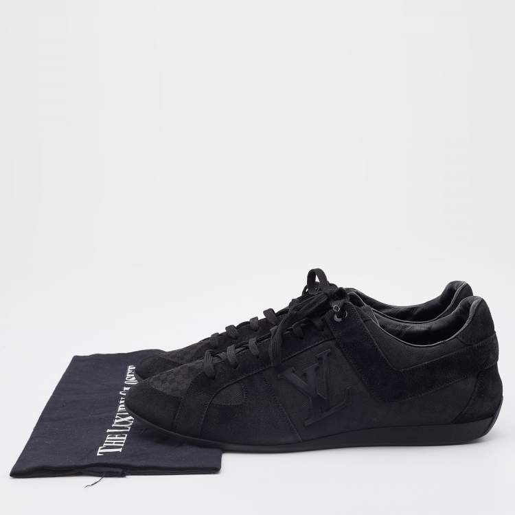 Pre Owned Louis Vuitton Black Petit Damier Canvas and Suede Vibes Low Top Sneakers Size 43