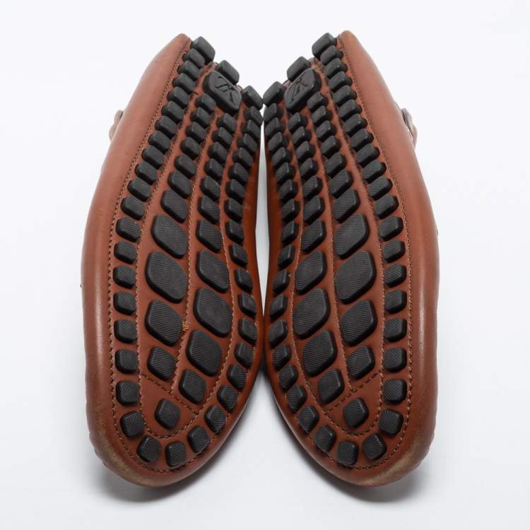 Pre Owned Louis Vuitton Brown Leather Arizona Loafers Size 43.5