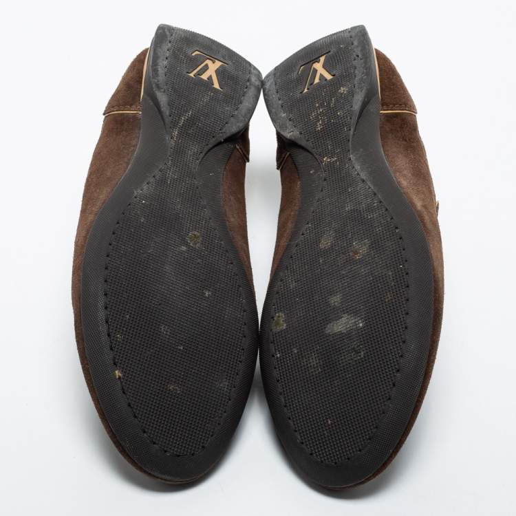 Pre Owned Louis Vuitton Brown Suede and Monogram Coated Canvas Energie Low-Top Sneakers Size 43