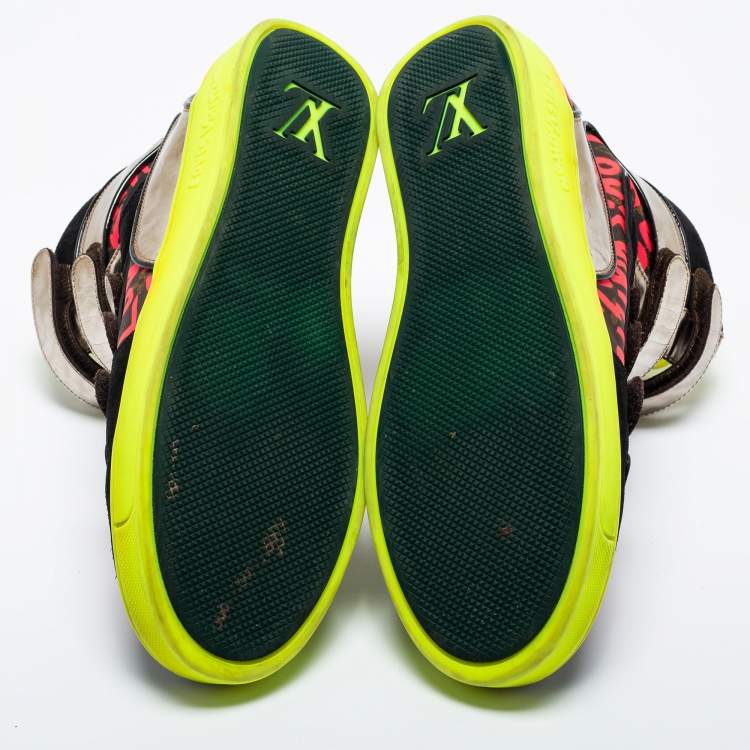 Pre Owned Louis Vuitton Multicolor Leather and Suede Graffiti Stephen High Top Sneakers Size 40