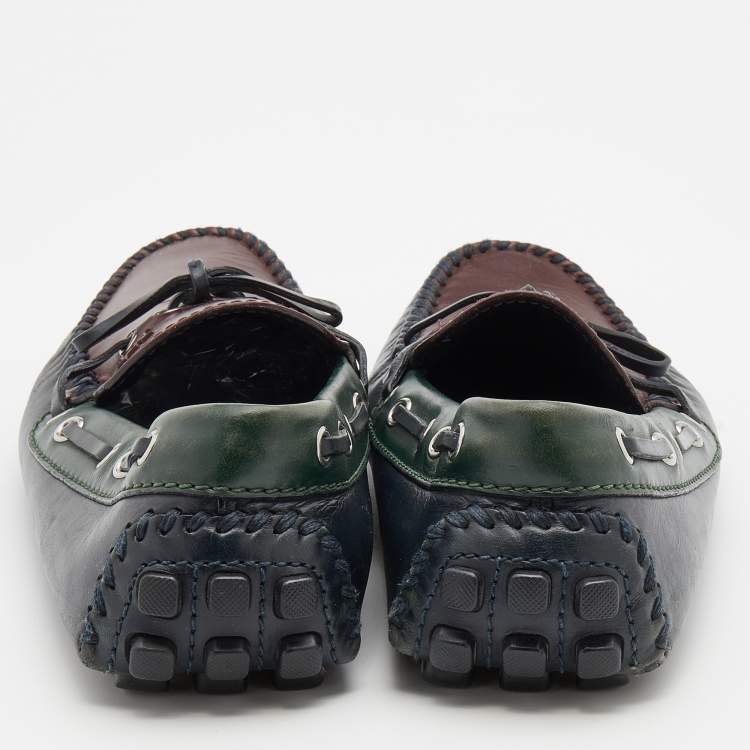 Pre Owned Louis Vuitton Multicolor Leather Bow Slip On Loafers Size 41
