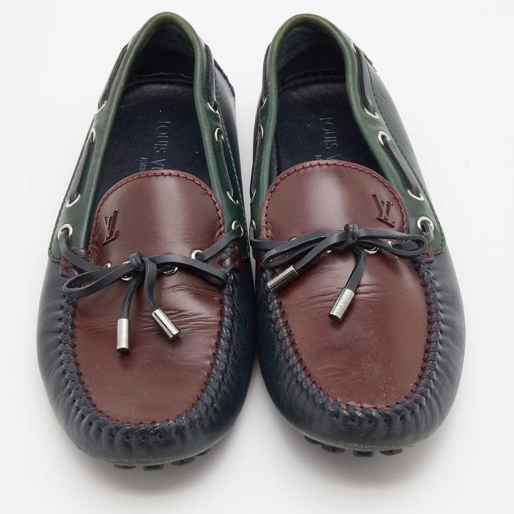 Pre Owned Louis Vuitton Multicolor Leather Bow Slip On Loafers Size 41