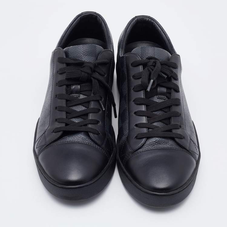 Pre Owned Louis Vuitton Black Damier Graphite and Leather Cap Toe Sneakers Size 41