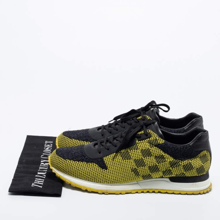 مملوكة مسبقًا Louis Vuitton Yellow/Black Knit Fabric and Leather Run Away Sneakers Size 43.5