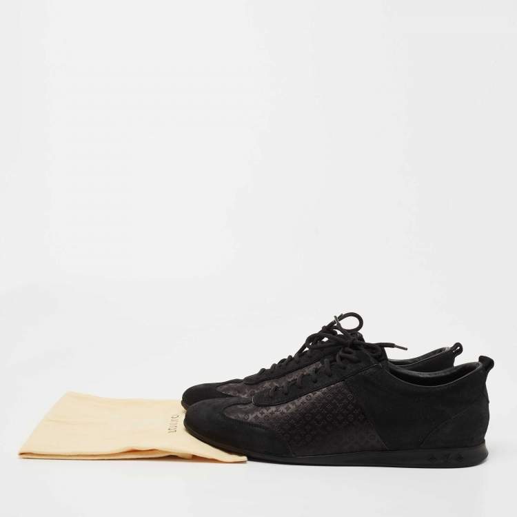 مملوكة مسبقًا Louis Vuitton Black Laminated Suede and Monogram Canvas Low Top Sneakers Size 41