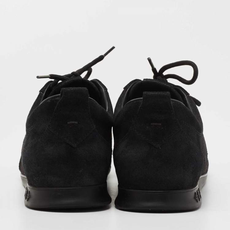 مملوكة مسبقًا Louis Vuitton Black Laminated Suede and Monogram Canvas Low Top Sneakers Size 41