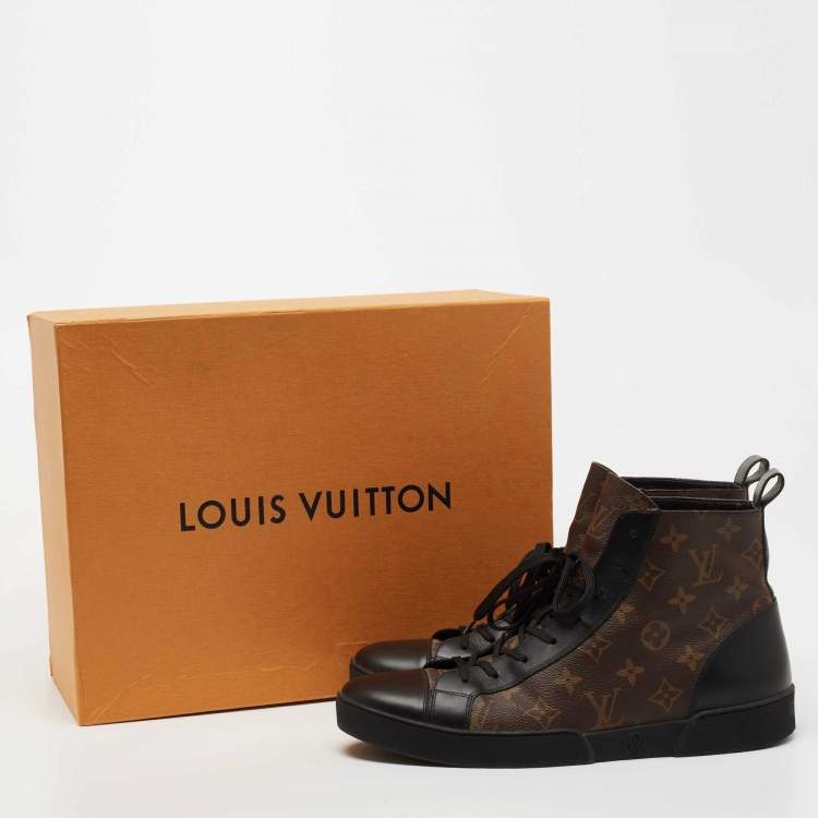 مملوكة مسبقًا Louis Vuitton Brown/Black Monogram Canvas and Leather Match Up Sneakers Size 42.5