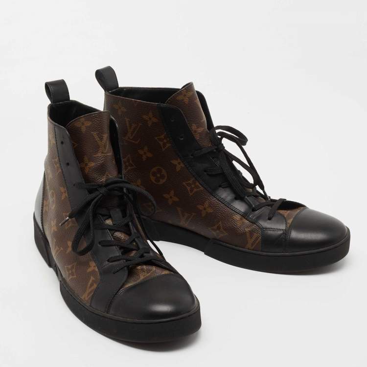 مملوكة مسبقًا Louis Vuitton Brown/Black Monogram Canvas and Leather Match Up Sneakers Size 42.5