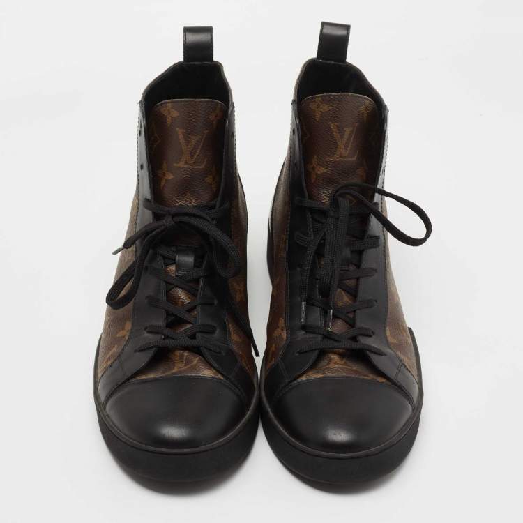 مملوكة مسبقًا Louis Vuitton Brown/Black Monogram Canvas and Leather Match Up Sneakers Size 42.5
