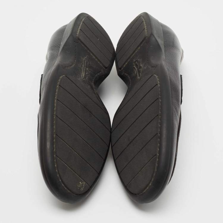Pre Owned Louis Vuitton Black Leather Slip On Loafers Size 41