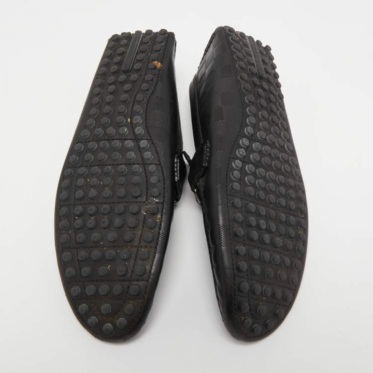 Pre Owned Louis Vuitton Black Damier Leather Monte Carlo Loafers Size 41