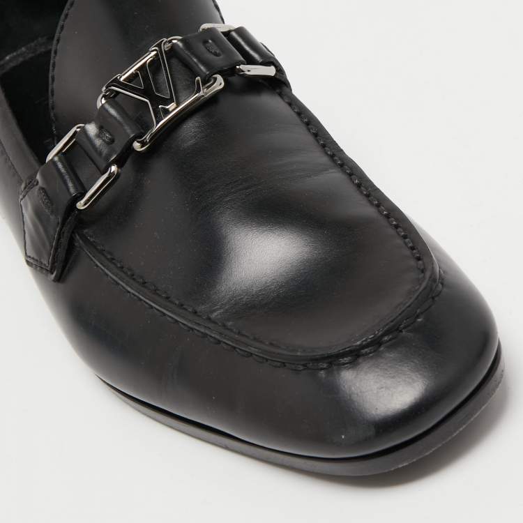 Pre Owned Louis Vuitton Black Leather Hockenheim Loafers Size 41 