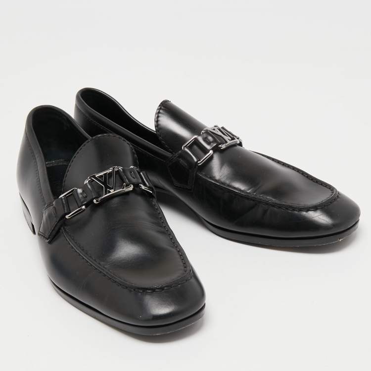 Pre Owned Louis Vuitton Black Leather Hockenheim Loafers Size 41 