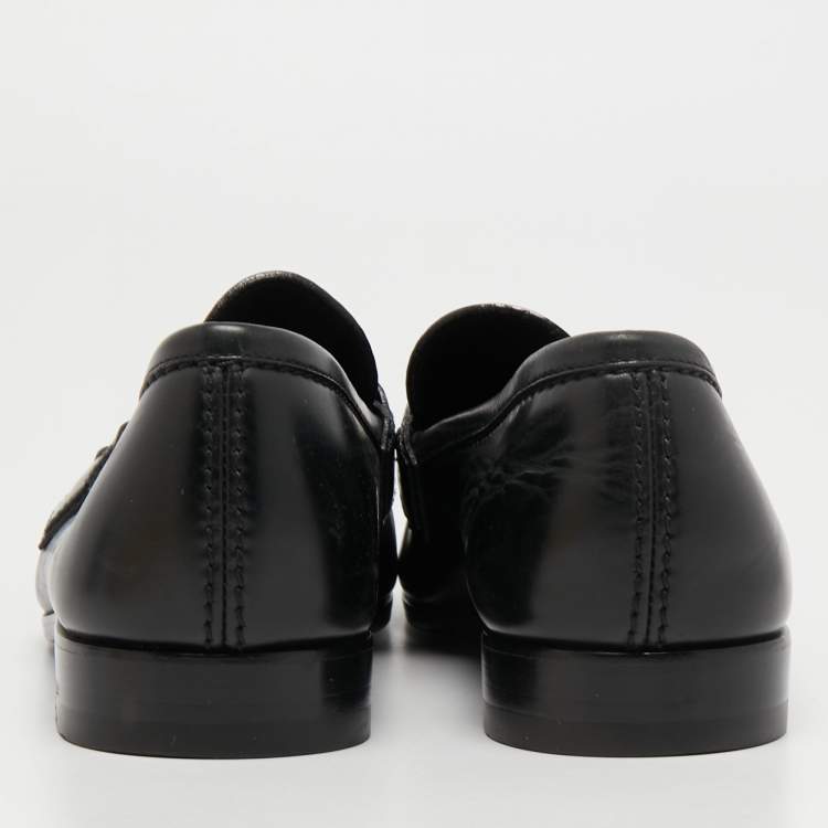 Pre Owned Louis Vuitton Black Leather Hockenheim Loafers Size 41 
