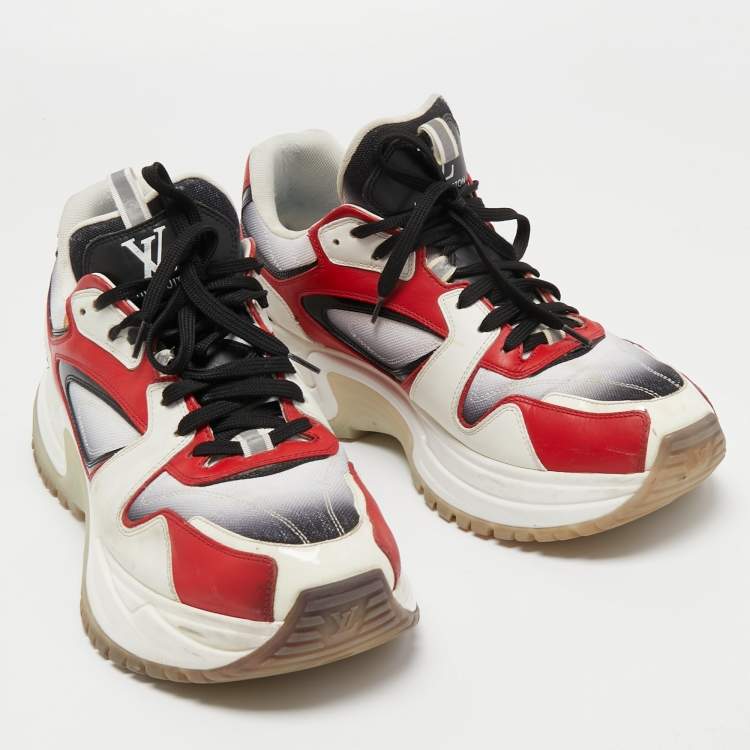 Pre Owned Louis Vuitton Multicolor Leather and Fabric Run Away Sneakers Size 42.5