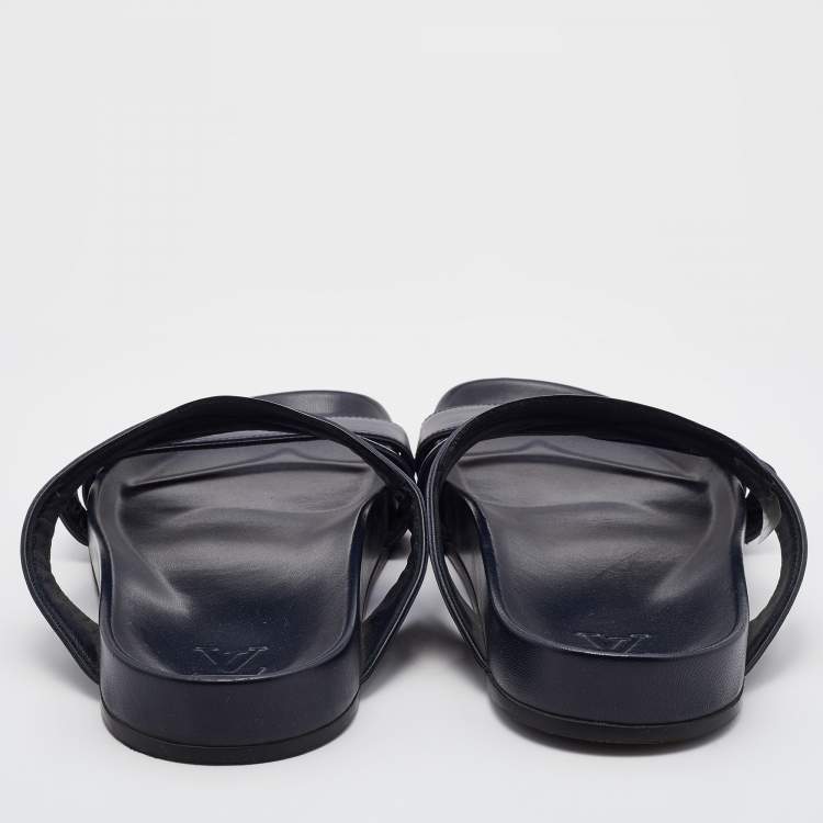 Pre Owned Louis Vuitton Navy Blue Epi Leather Flat Sandals Size 44