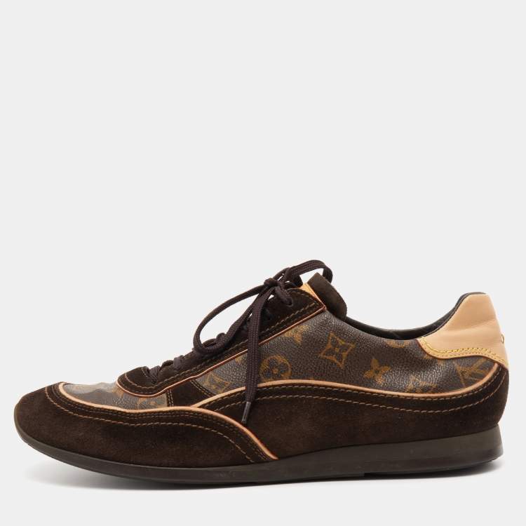 Louis Vuitton Monogram Canvas and Suede Globe Trotter Low Top Sneakers ...