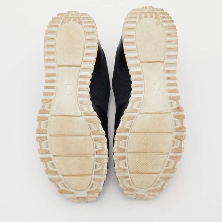 Pre Owned Louis Vuitton Black Leather, Mesh and Monogram Canvas Run Away Sneakers Size 41