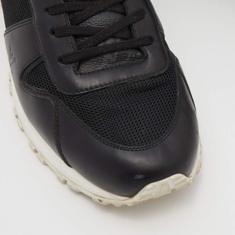 Pre Owned Louis Vuitton Black Leather, Mesh and Monogram Canvas Run Away Sneakers Size 41