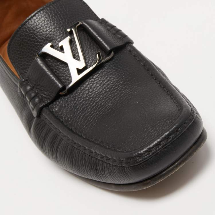 Pre Owned Louis Vuitton Black Leather Monte Carlo Collapsible Heel Loafers Size 40