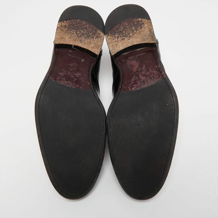 Pre Owned Louis Vuitton Black Leather Lace Up Derby Size 43