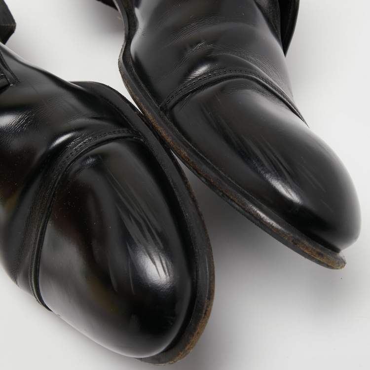 Pre Owned Louis Vuitton Black Leather Lace Up Derby Size 43