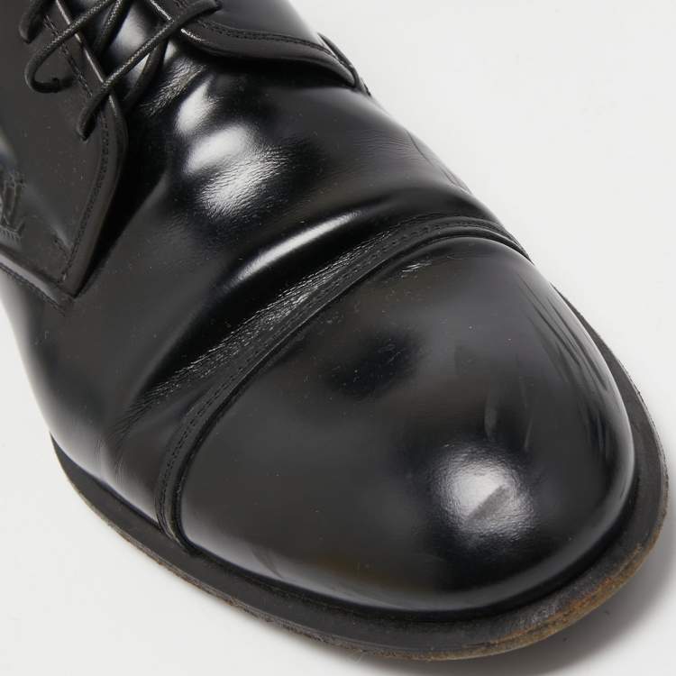 Pre Owned Louis Vuitton Black Leather Lace Up Derby Size 43