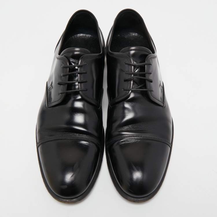 Pre Owned Louis Vuitton Black Leather Lace Up Derby Size 43