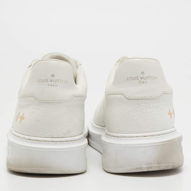 Pre Owned Louis Vuitton White Leather Low Top Sneakers Size 41