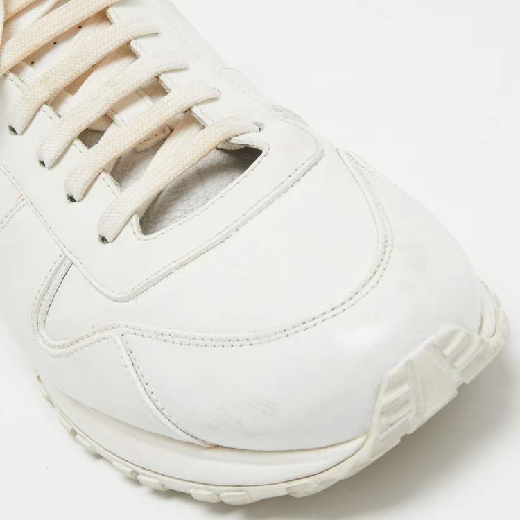 Pre Owned Louis Vuitton White Monogram Canvas And Leather Run Away Sneakers Size 41.5