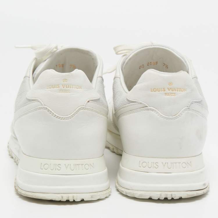 Pre Owned Louis Vuitton White Monogram Canvas And Leather Run Away Sneakers Size 41.5