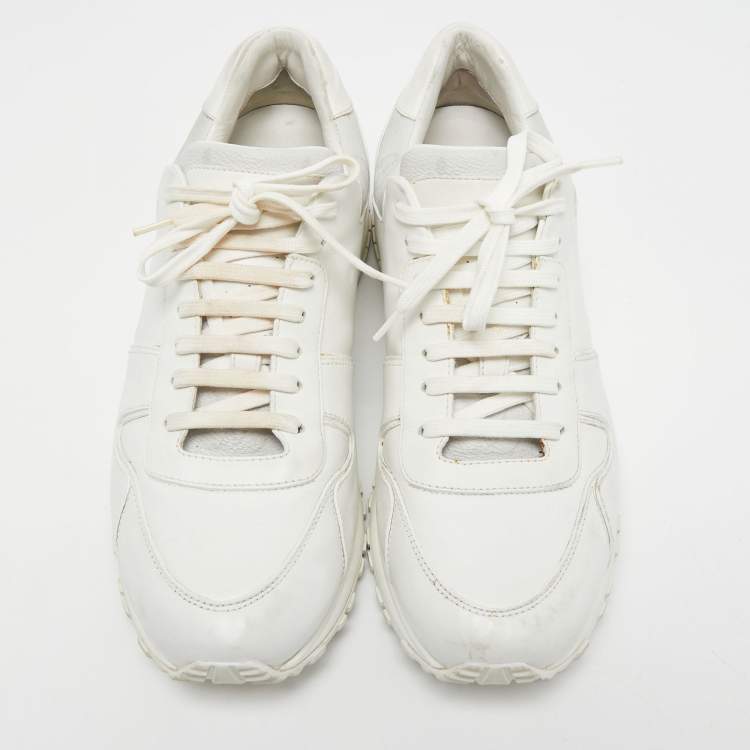 Pre Owned Louis Vuitton White Monogram Canvas And Leather Run Away Sneakers Size 41.5