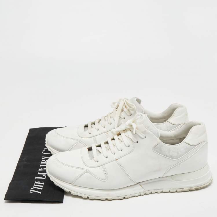 Pre Owned Louis Vuitton White Monogram Canvas And Leather Run Away Sneakers Size 41.5