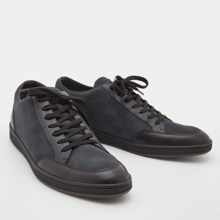 Pre Owned Louis Vuitton Damier Graphite Nylon and Leather Offshore Sneakers Size 42