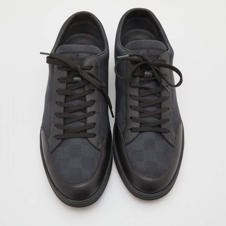 Pre Owned Louis Vuitton Damier Graphite Nylon and Leather Offshore Sneakers Size 42