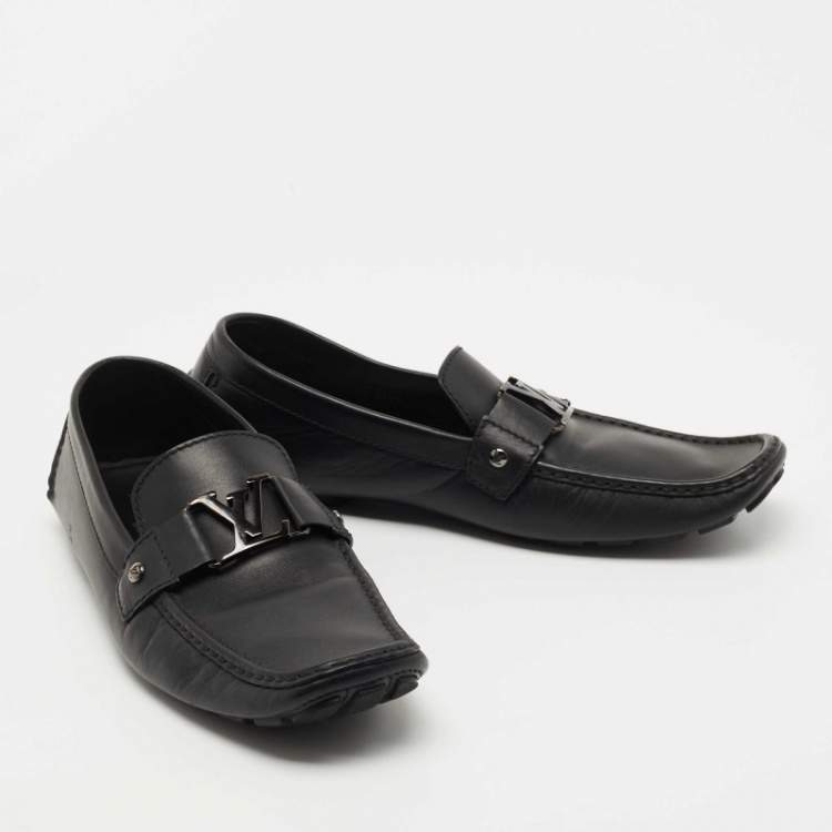 Pre Owned Louis Vuitton Black Leather Monte Carlo Loafers Size 44.5