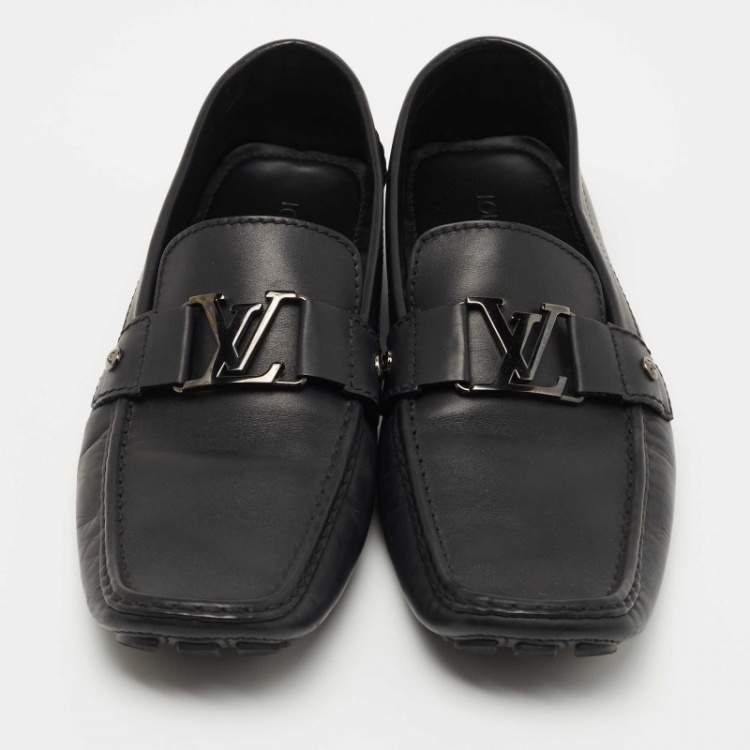 Pre Owned Louis Vuitton Black Leather Monte Carlo Loafers Size 44.5