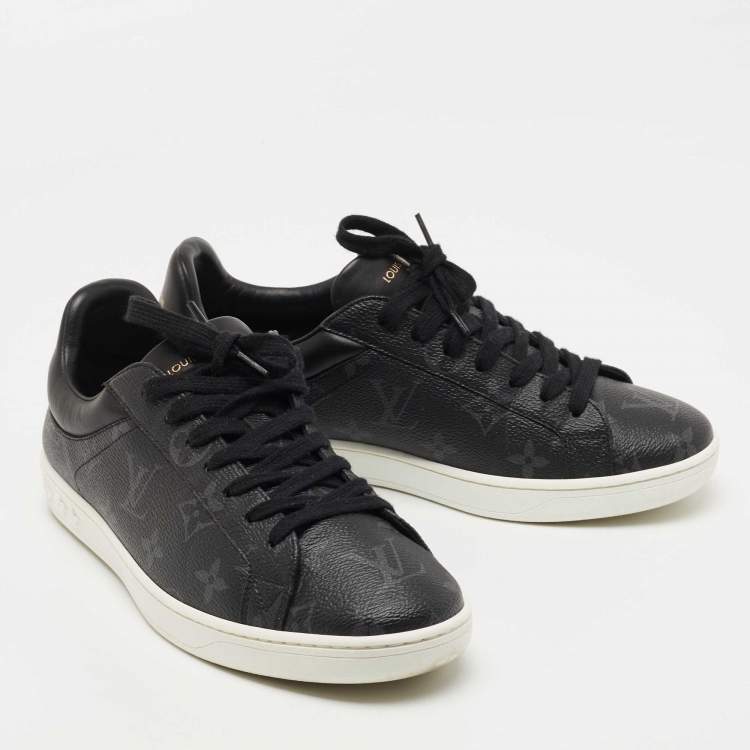 Pre Owned Louis Vuitton Black Monogram Eclipse Frontrow Low Top Sneakers Size 39