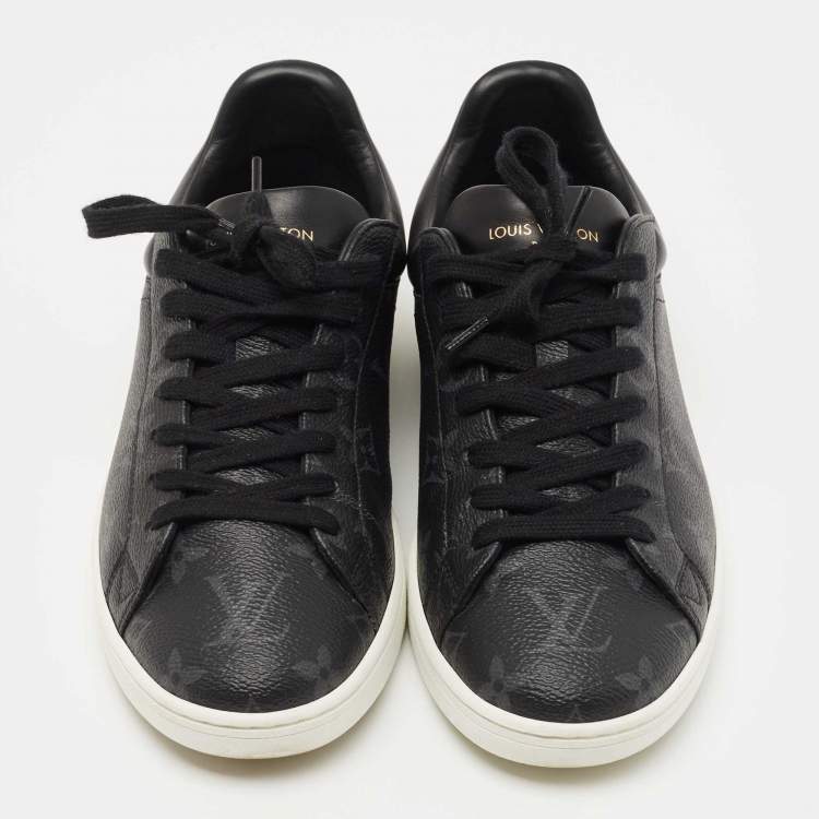 Pre Owned Louis Vuitton Black Monogram Eclipse Frontrow Low Top Sneakers Size 39